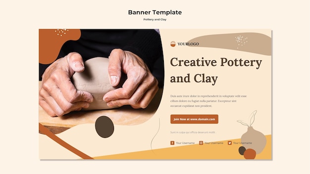 PSD gratuit modèle de bannière de poterie et d'argile