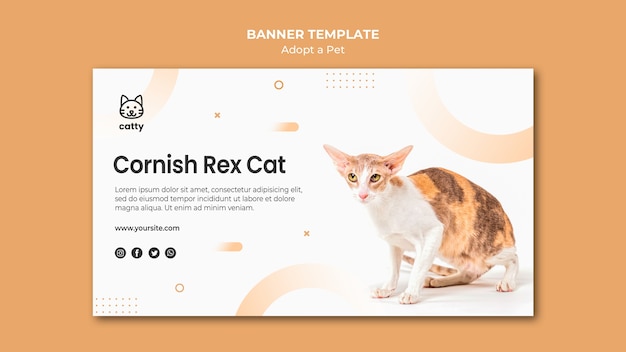 PSD gratuit modèle de bannière pour adopter un animal de compagnie avec un chat