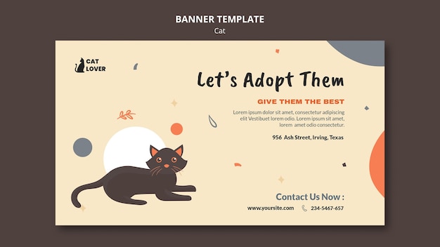 PSD gratuit modèle de bannière pour l'adoption de chat