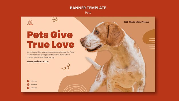 Modèle de bannière pour animaux de compagnie avec chien mignon