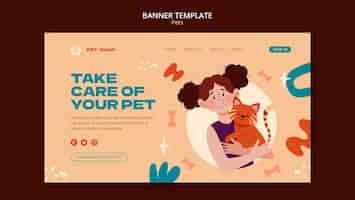 PSD gratuit modèle de bannière pour animaux de compagnie design plat