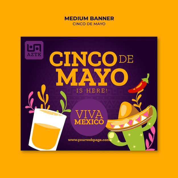 Modèle de bannière pour la célébration du Cinco de Mayo