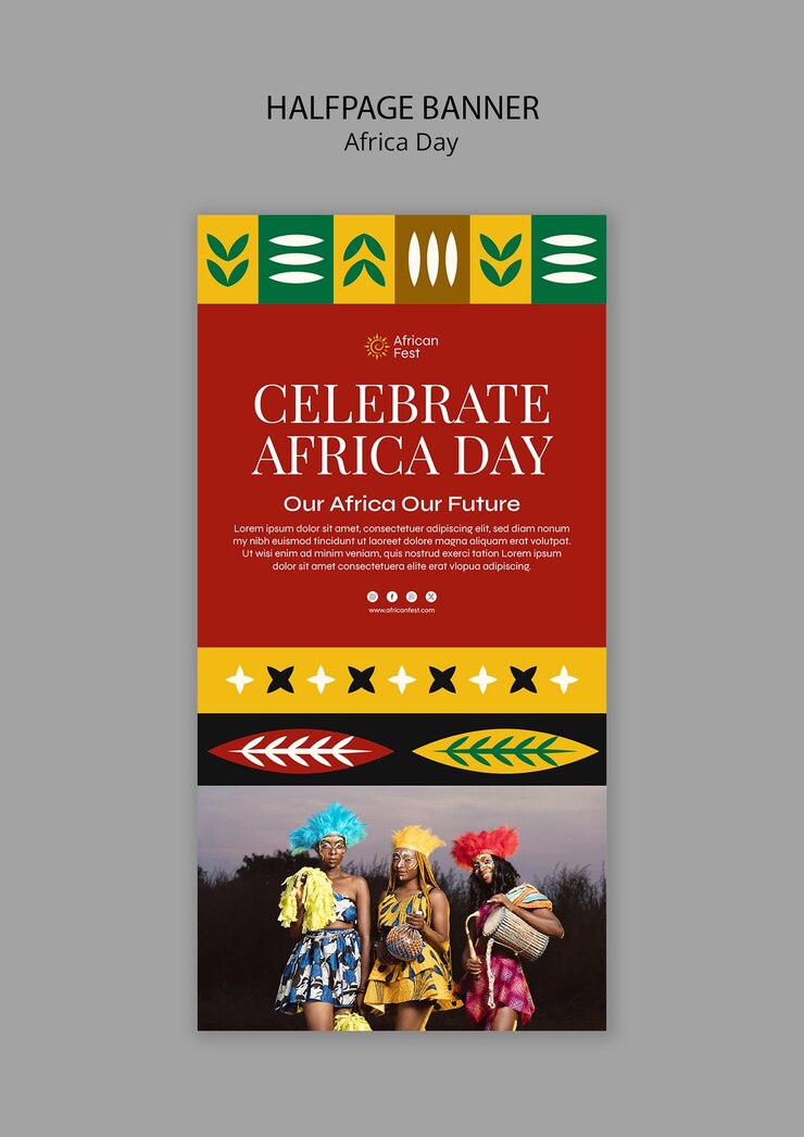 PSD gratuit modèle de bannière pour la célébration de la journée de l'afrique