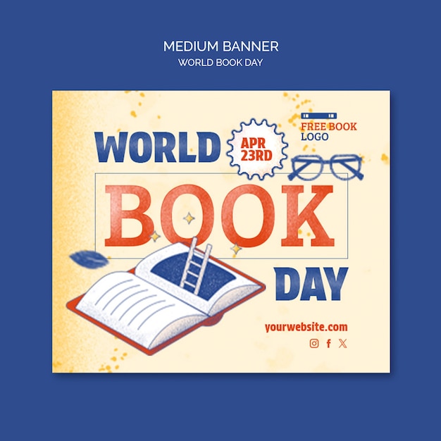 Modèle de bannière pour la célébration de la journée mondiale du livre