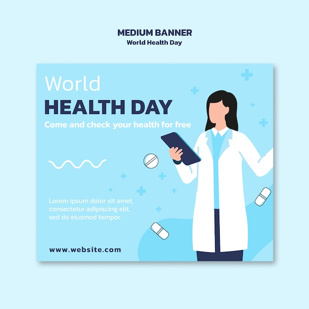 Modèle de bannière pour la célébration de la Journée mondiale de la santé