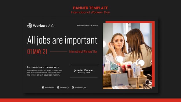 Modèle de bannière pour la célébration de la journée des travailleurs internationaux