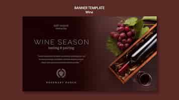 PSD gratuit modèle de bannière pour la dégustation de vin avec des raisins