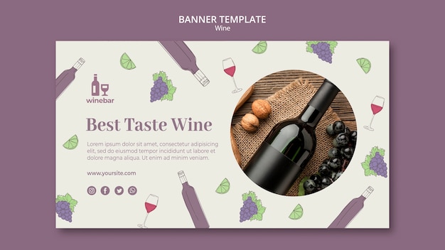 PSD gratuit modèle de bannière pour la dégustation de vin