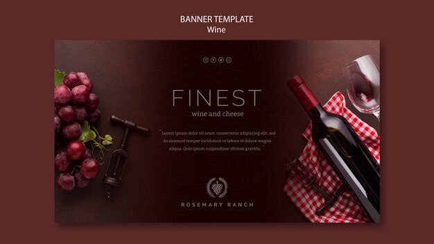 Modèle de bannière pour la dégustation de vin