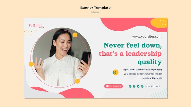 PSD gratuit modèle de bannière pour une influenceuse de médias sociaux