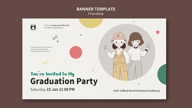 PSD gratuit modèle de bannière pour la journée internationale de l'amitié avec des amis