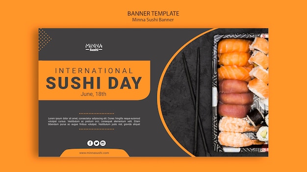 PSD gratuit modèle de bannière pour la journée internationale des sushis