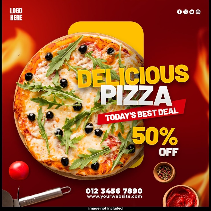 PSD gratuit modèle de bannière pour les médias sociaux de delicious pizza