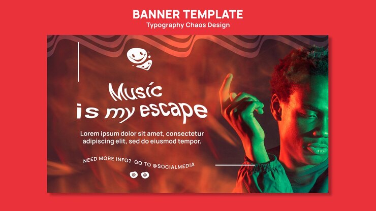PSD gratuit modèle de bannière pour la musique avec l'homme et le brouillard