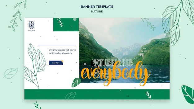 PSD gratuit modèle de bannière pour la nature avec un paysage de vie sauvage