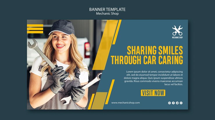PSD gratuit modèle de bannière pour la profession de mécanicien