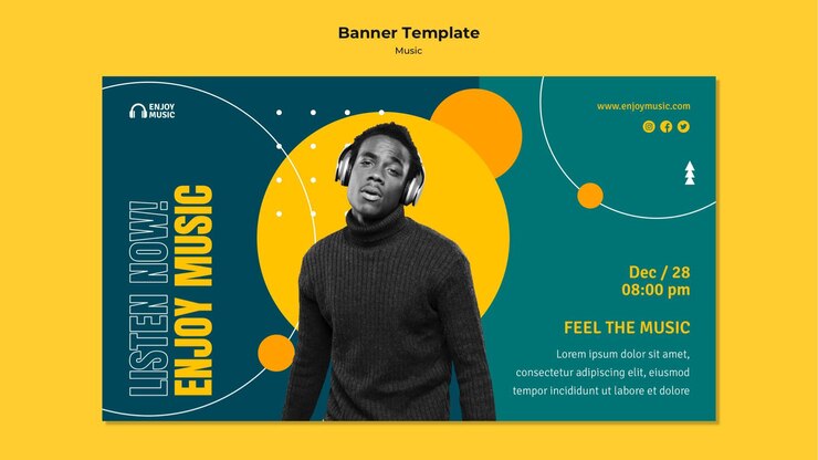 PSD gratuit modèle de bannière pour profiter de la musique