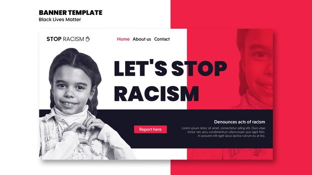 Modèle de bannière pour le racisme et la violence