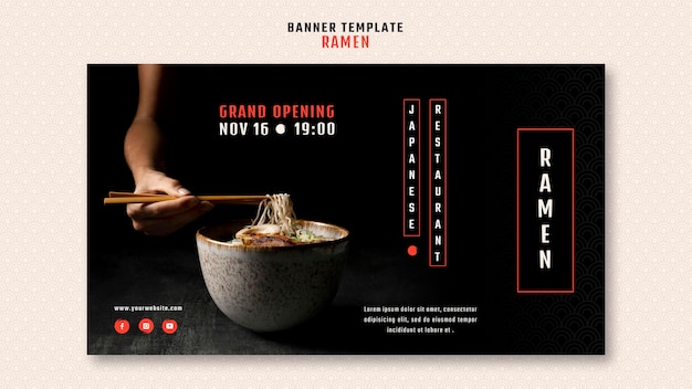 Modèle De Bannière Pour Restaurant De Ramen Japonais