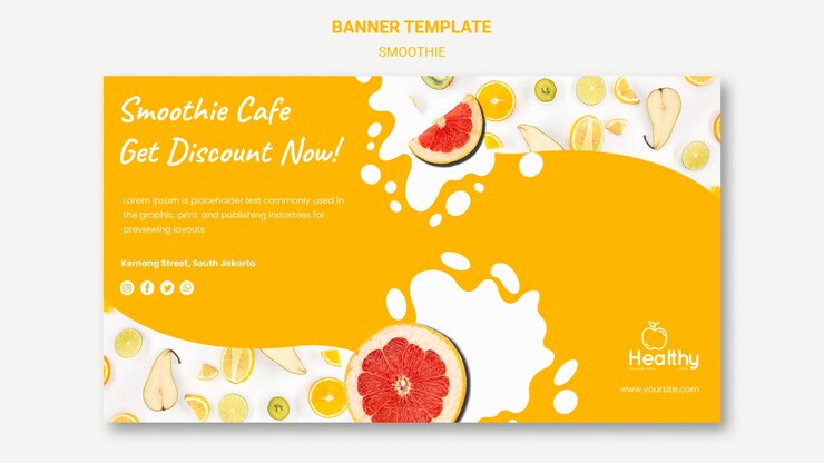 PSD gratuit modèle de bannière pour des smoothies aux fruits sains