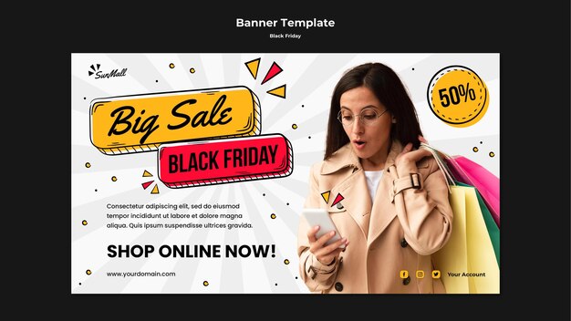 Modèle de bannière pour la vente du vendredi noir