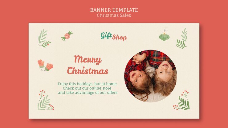 PSD gratuit modèle de bannière pour vente de noël avec des enfants