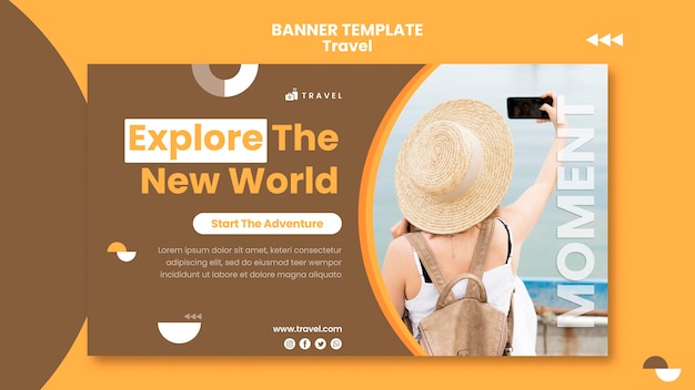 PSD gratuit modèle de bannière pour voyager avec une femme