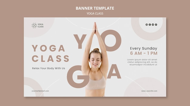 Modèle de bannière de pratique de cours de yoga