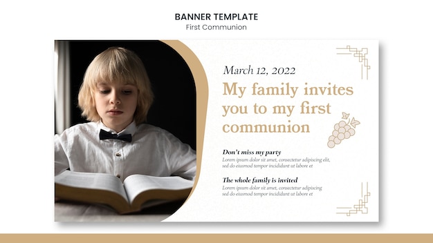 PSD gratuit modèle de bannière de première communion