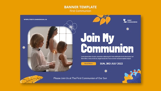 PSD gratuit modèle de bannière de première communion