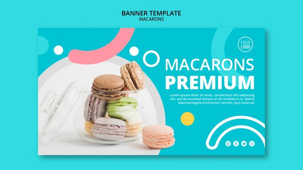Modèle de bannière premium de délicieux macarons