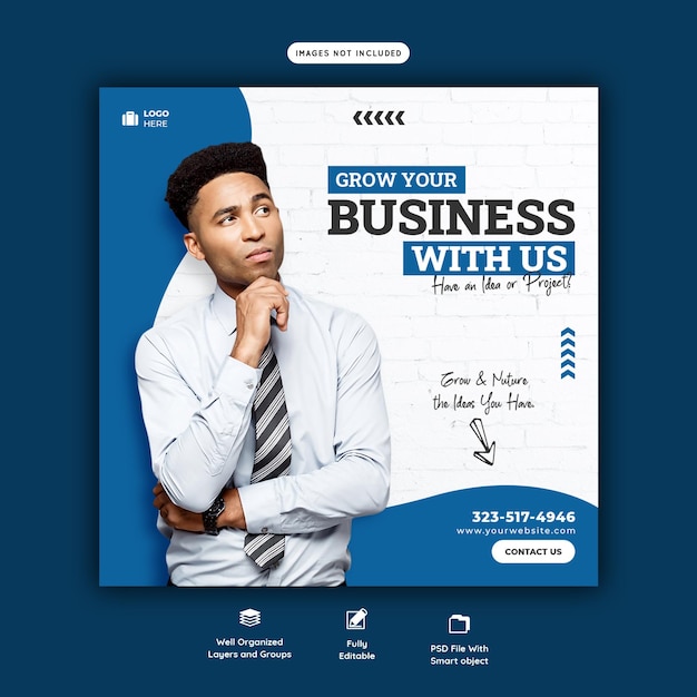Modèle de bannière de promotion commerciale et de médias sociaux d'entreprise