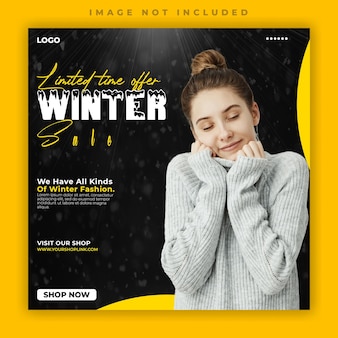 Modèle de bannière de publication de médias sociaux de mode de vente d'hiver