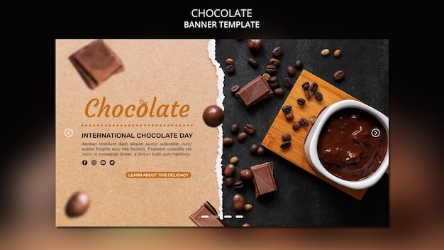 Modèle de bannière publicitaire de magasin de chocolat