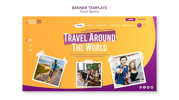 PSD gratuit modèle de bannière publicitaire pour agence de voyage