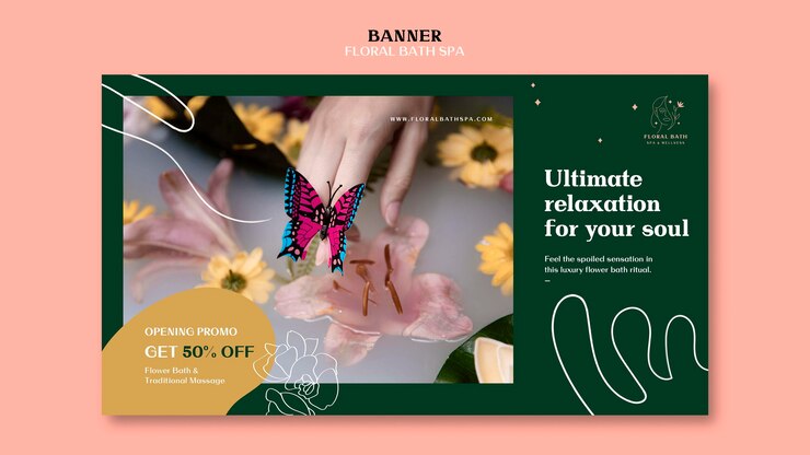 PSD gratuit modèle de bannière publicitaire spa floral