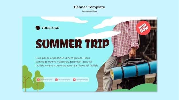 PSD gratuit modèle de bannière publicitaire de voyage d'été