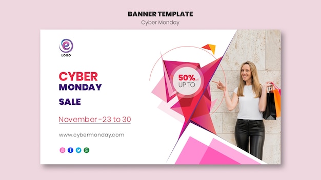 PSD gratuit modèle de bannière réaliste cyber monday