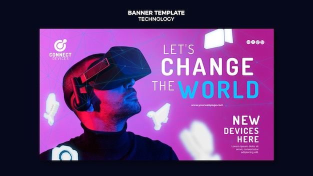 PSD gratuit modèle de bannière de réalité virtuelle futuriste