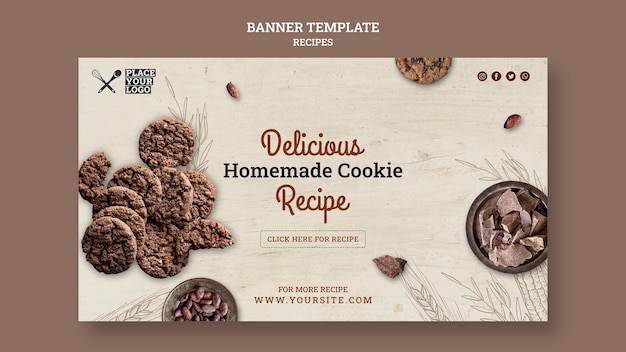 Modèle de bannière de recette de délicieux biscuits maison