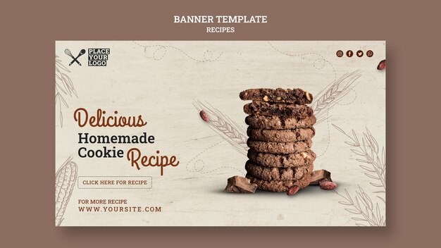 Modèle de bannière de recette de délicieux biscuits maison