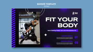 PSD gratuit modèle de bannière de remise en forme design plat