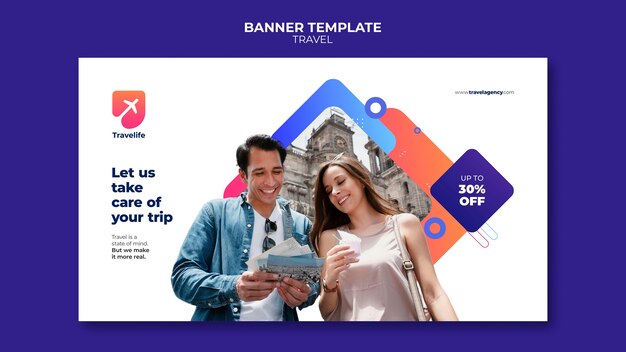 Modèle de bannière de remise de voyage