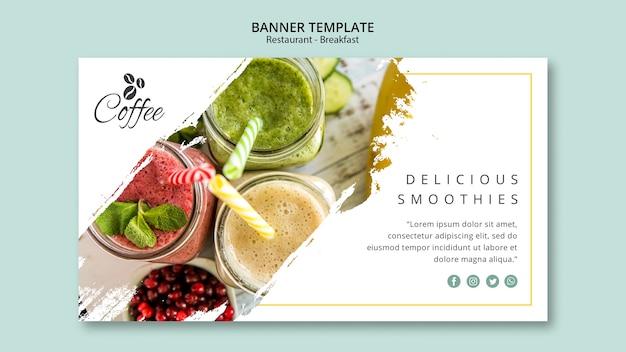 Modèle de bannière de restaurant de petit déjeuner avec photo