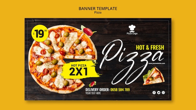 Modèle de bannière de restaurant de pizza