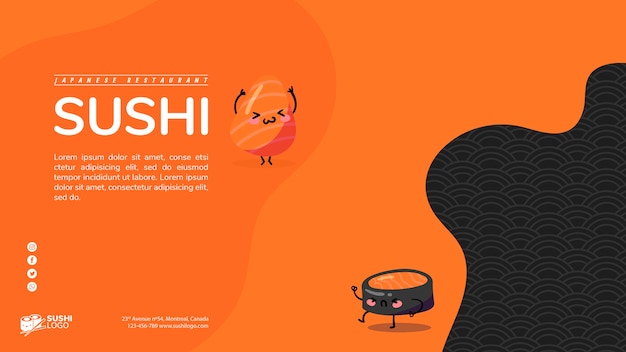 PSD gratuit modèle de bannière de restaurant de sushi asiatique