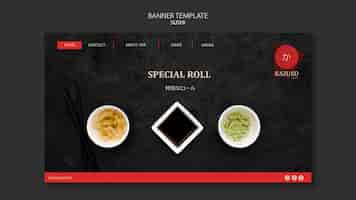 PSD gratuit modèle de bannière de restaurant de sushi