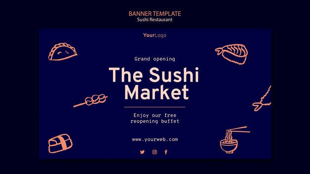 Modèle de bannière de restaurant de sushi