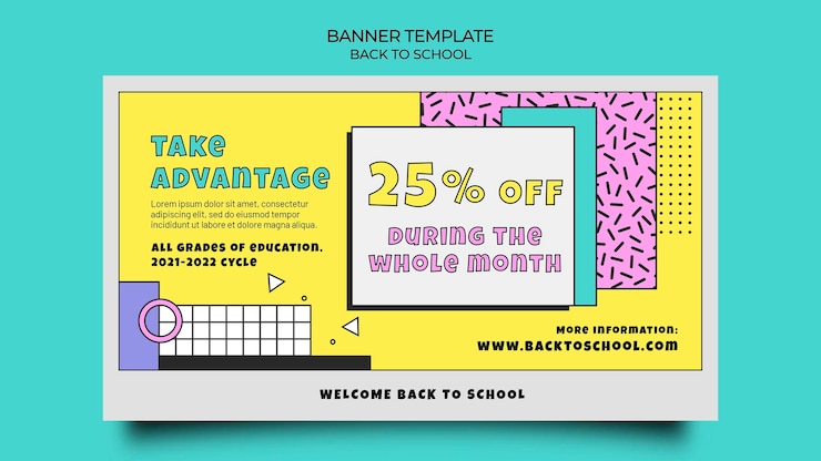 PSD gratuit modèle de bannière de retour à l'école