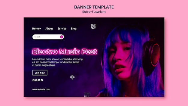 PSD gratuit modèle de bannière rétro-futurisme